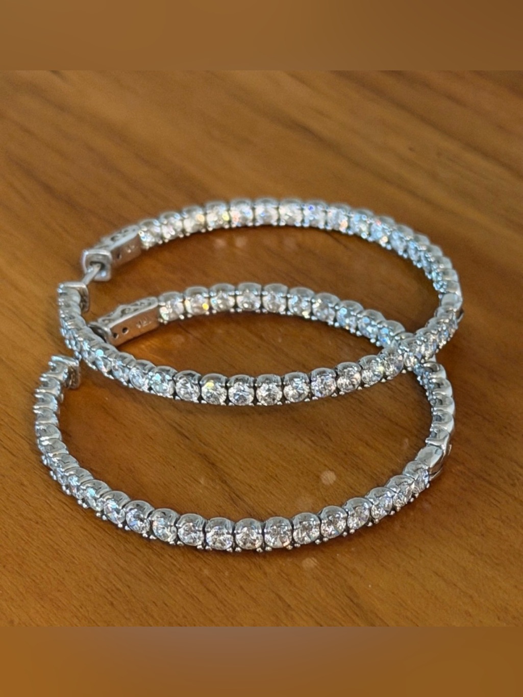 Boutique Vintage Silver Crystal Hoop Earrings - Sparkling Cz Tennis Hoops